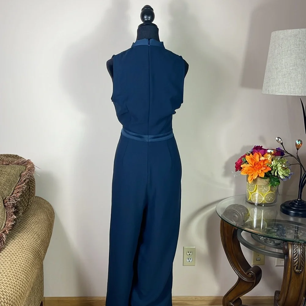 Banana Republic Navy Blue TIE-NECK TUXEDO JUMPSUIT - Picture 6 of 8